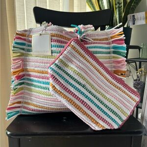 Shiraleah Colorful Striped Tote and Pouch Set
